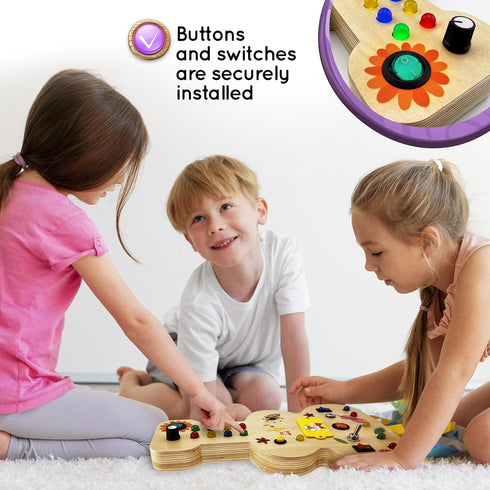Wooden Montessori Musical Busy Board for Toddlers - Enhance Sensory and Motor Skills for 3-5 Year-Olds