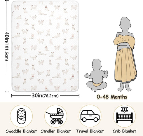 KICPOAY Dogs Cute Chihuahua Baby Swaddle Blanket for Boys and Girls, Muslin Baby Receiving Swaddle Blanket, Soft Cotton
