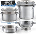 12Pcs Playset 3 Kids Pretend Play Kitchen Accessories Toy Stainless Steel Metal Pots and Pans with Rack Mud Kitchen
