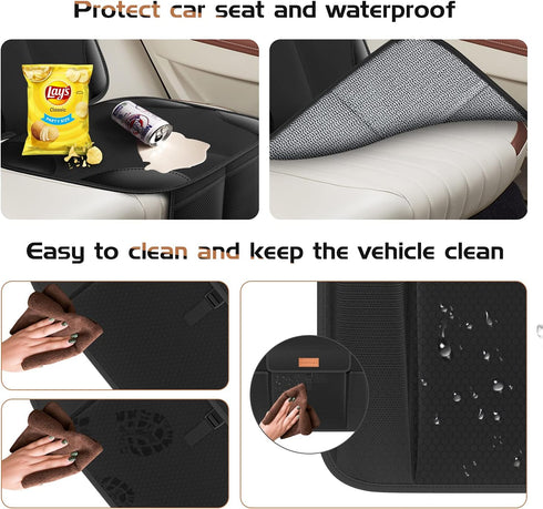 SMART ELF Non-Slip Backing Backseat Car Organizer Kick Mat with Storage Pockets, Large Waterproof Baby Car Seat