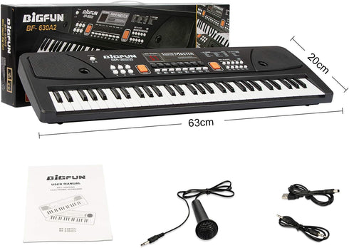 LeeQee Digital Keyboard Piano for Kids - 61 Keys Multifunction Electric Piano with Microphone for Ages 3-12 (Black)