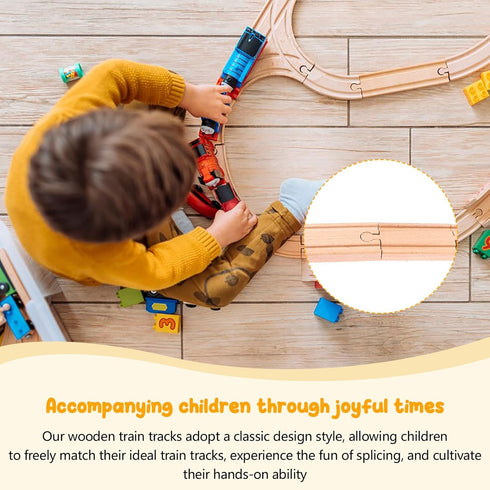 16 Pcs Straight Wooden Tracks Expansion Wood Train Track Connectors and Adapters Male Male Female Female Wood Train