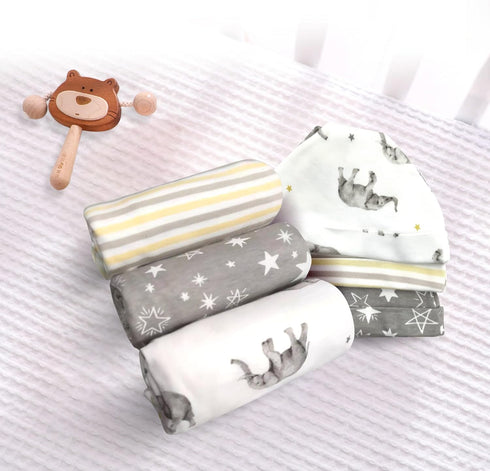 Set 6 Pack 100% 35" 35" Newborn Swaddle and Hat Cotton Knitted Muslin Baby Blankets x Baby Receiving Blankets Stroller