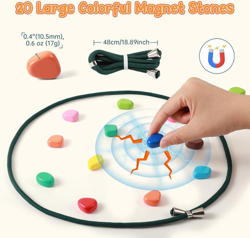 20 ESENHARBER Magnet Game with String, Colorful Magnet Stones for Family and Party, Magnetic Chess Game