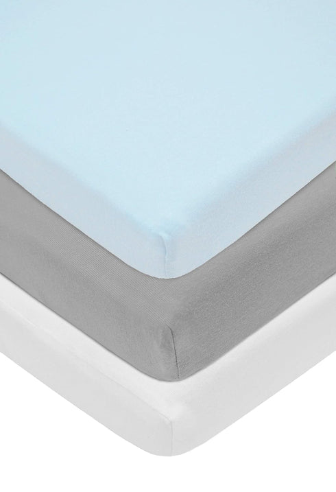 American Baby Company 100% Natural Cotton Jersey Knit 18" x 36" Cradle/Bassinet Sheet - Fitted, Blue/Gray/White