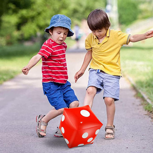 11.8" Jumbo Inflatable Dice - 2 Pack Outdoor Fun Giant Dice Set for Indoor/Outdoor Board Games, Ludo, Pool Party (Red)
