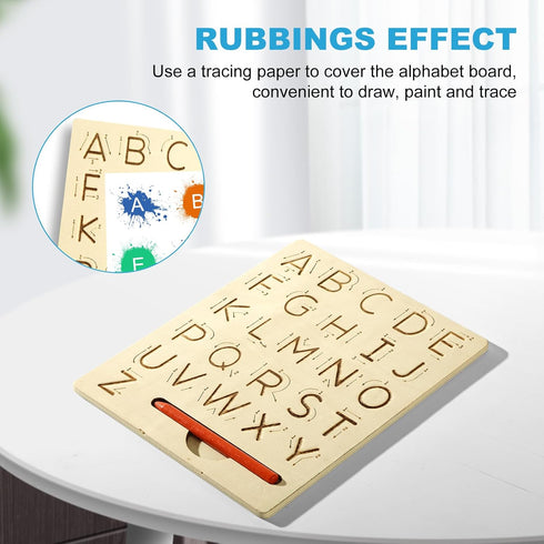 hzsshb 3-8 Wooden Letters Practicing Board,Reusable Handwriting Alphabet Tracing Board Double-Sided Toddlers