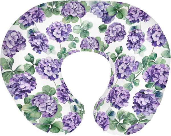 Purple Wildflowers Watercolor Baby Nursing Pillow Covers for Boy Girl Retro Hydrangea