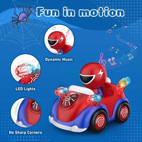 3-7 NQD Remote Control Car for Toddlers, RC Cars with Music and Lights, ABS Material RC Cartoon Race Car Toys for Kids