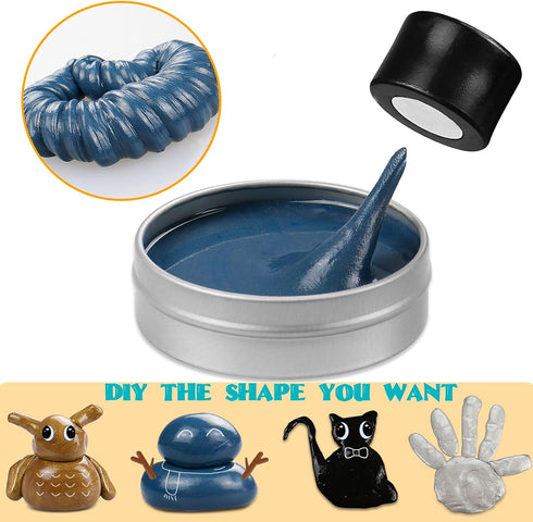 Magnetic Slime Putty, Soft Magic Slime Hand Therapy Fidget Game, Stress Relief Educational Toy (Blue)