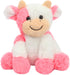 Hopearl Adorable Plush Cow Toy Floppy Dairy Cattle Soft Stuffed Animal Cute Birthday for Boys Girls Kids Toddlers, Strawberry Pink, 9''