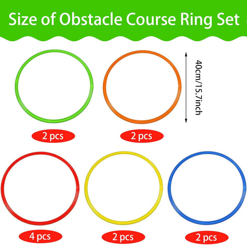Libima Obstacle Course Ring Set, 12 Pcs Large Exercise Hoops for Gymnastics Practice & Educational Activities