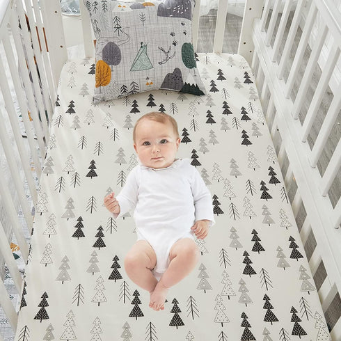 100% 52 28 Inch Brandream Crib Sheets Boys Girls Cotton Woodland Forest Tree Arrow Baby Nursery Bed Sheet for Crib