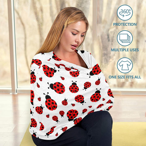 Nursing Cover Breastfeeding Scarf Cute Red Ladybugs Baby Car Seat Covers Soft Breathable Infant Carseat Canopy Stroller
