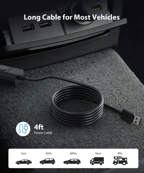 LUCKVIEW 4FT USB Cable for Baby Car Camera Car Charger Cord,Compatible Baby MonitorSafe & Easy Installation Rear Seat