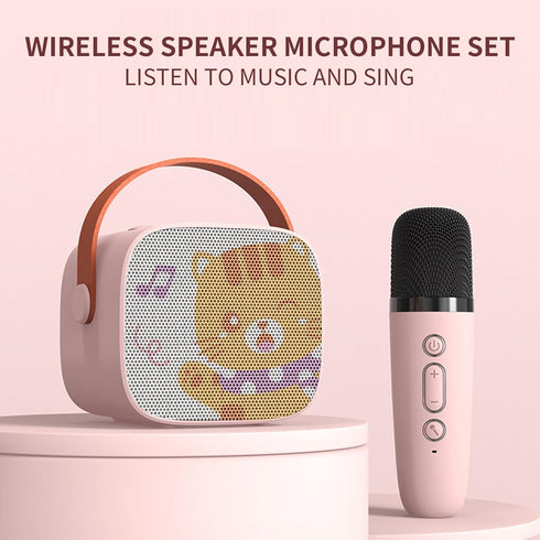 Mini Karaoke Machine for Kids, Portable Bluetooth Speaker with Wireless Microphone,Kids Music Player Toys for Girls and Boys,3,4, 5, 6, 7, 8+ Years Old, Teens Birthday (Pink-Cat)
