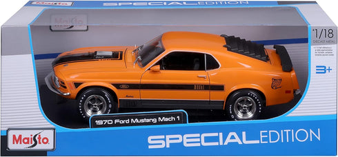 Maisto 1:18 Special Edition 1970 Ford Mustang Mach 1, Orange, 1:18 Scale Model