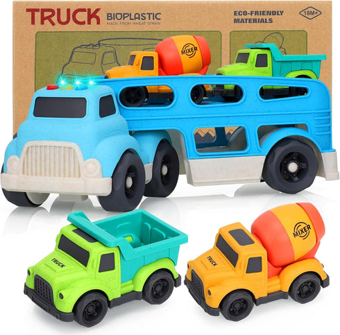2 3 4 3 1 2-4, Toddler Toys for Year Old Boys, Wheat Straw Toy Cars, No BPA Dump Truck, Mixer Cement, in Transport