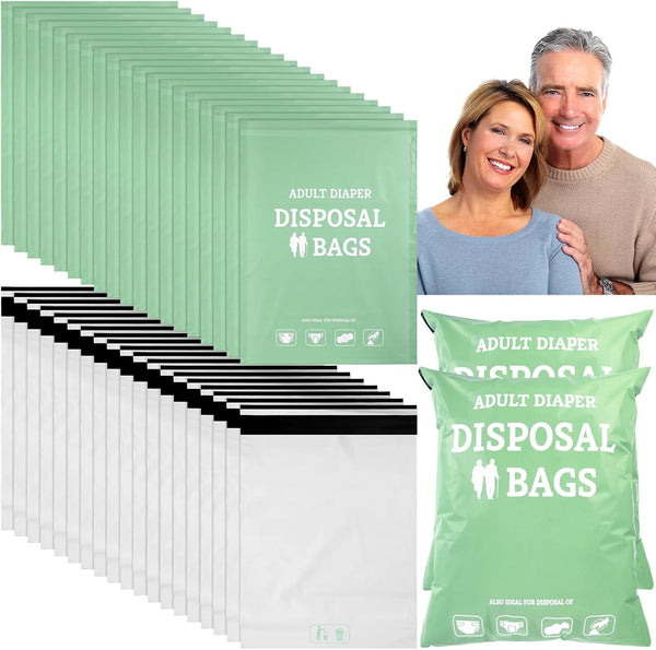 PerKoop 100 Pcs Extra Thick Large Adult Diaper Disposable Bags Odor Tight