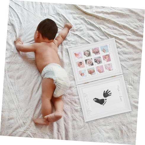 Cabilock Newborn Fingerprint Footprint Frame Growth Memory Photo Frame for Desktop Adornment Cardboard Keepsake Kit