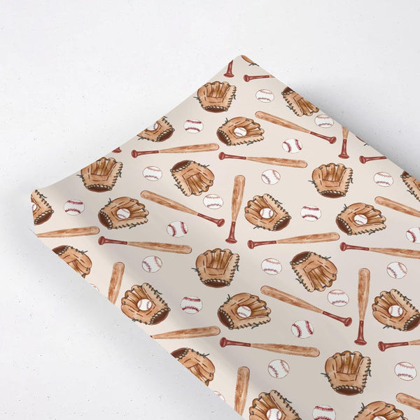 KuphiL10C Watercolor Baseball Gloved Pattern Baby Changing Pad Cover, Unisex Sport Theme Nursery