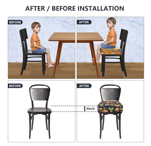Table,4 Inches Toddler Booster Seat for Dining Washable Double Safer Straps Non-Slip Bottom Booster Seat for Kids