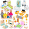 HAPGFS 36PCS Wooden Dollhouse Furniture Set with 4 Flexible Family Dolls -