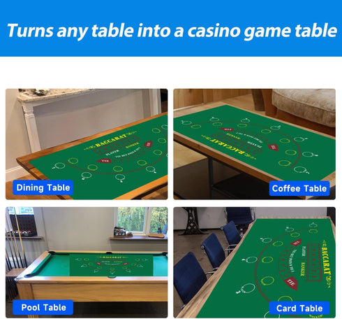 36" 72" GSE Games & Sports Expert x Double-Sided Casino Layout Felt, Las Vegas Style Tabletop Mat for Parties, Home