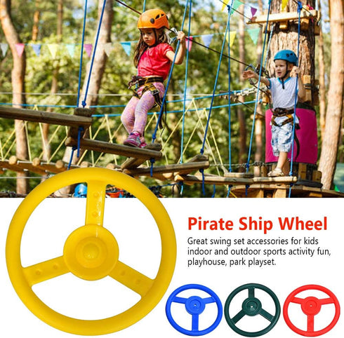 Pirate Ship Wheel Playground Toy for Kids, Amusement Park Outdoor Garden Steering Climbing Frame Gift, Lightweight