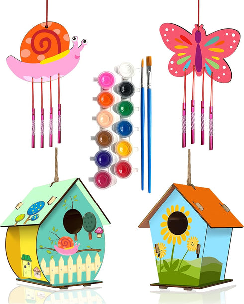 HOME COMPOSER 4 Pack DIY Bird House Wind Chime Kits for Children to Build