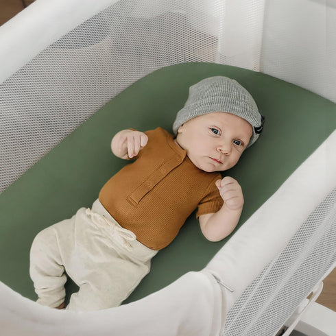 GRSSDER Stretchy Ultra Soft Fitted Bassinet Sheets, 3 Pack Universal Fit for Baby Cradle and Moses Basket