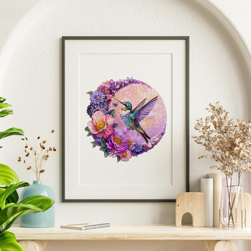 Hummingbird Wooden Puzzles for Adults, Unique Animal Shape Jigsaw Puzzles, Birthday Gifts for Family (S-8.4 * 8.1in-100