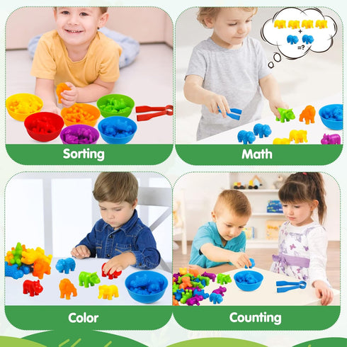 Counting Toys Matching Game for Kids - Preschool Learning Activities with Sorting Bowls for Ages 3-5 Animals