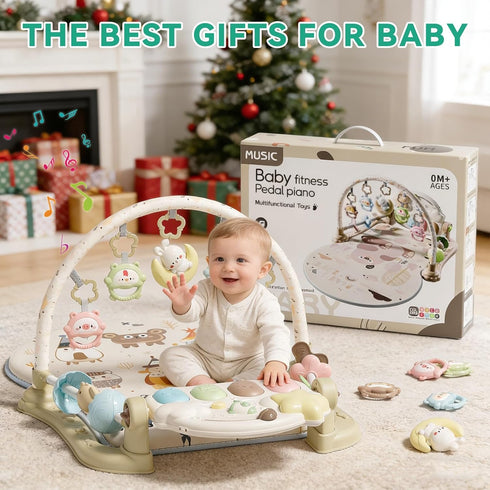 YOULEBITOYS 5 Tummy 0-12 Baby Play Gym Mat - Funny Play Piano Activity Playmat with Infant Learning Detachable Toys