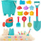 BeneFine 14 Piece Beach Toys,Castle Barrel Bucket,Sea Animal and Traffic Sand Molds,Beach Shovel
