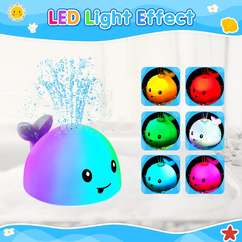 Baby Bath Toys, Whale Bath Toy Sprinkler with Charging Dock for Kids Ages 0-2, Light Up Bathtub Toys for Toddlers