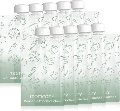 Momcozy Reusable Baby Food Pouches for Toddlers, BPA Free, Freezer Safe, Refillable, 10 Packs, 3.4-4oz