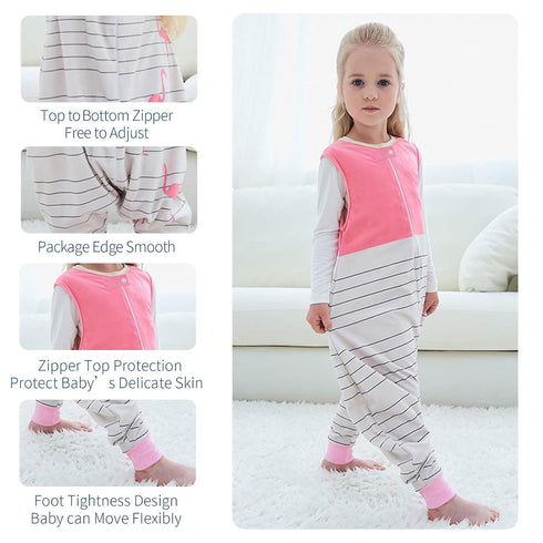 MICHLEY Toddler Sleeping Sack with Feet, Newborn Infant Sleeveless Sleeping Bag 2-way Zipper - Pink Bird, 1-3T
