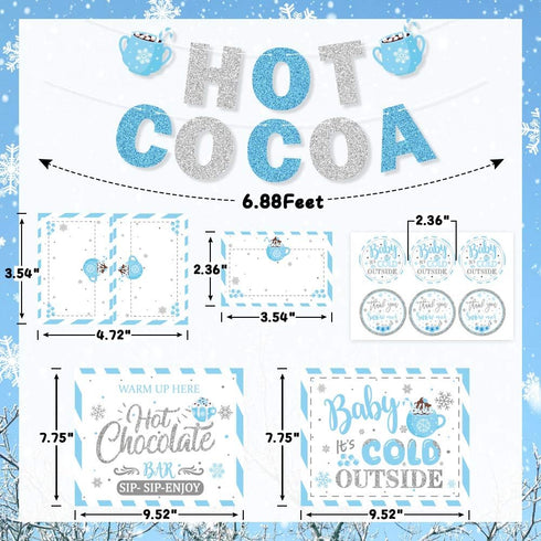 30pcs Hot Chocolate Bar Kit Hot Cocoa Bar Banner Baby It's Cold Outside Bar Sign Toppings Labels Cup Tags Stickers