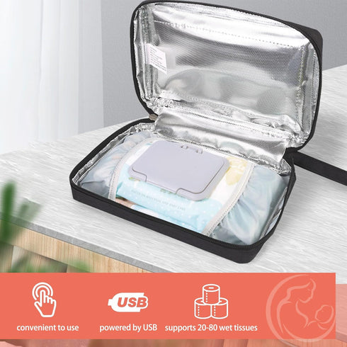 30C 60C 80Pcs USB Baby Wipe Warmer, Portable Car Wipes Heater Warmer with to Adjustable Heating Temperature, Up