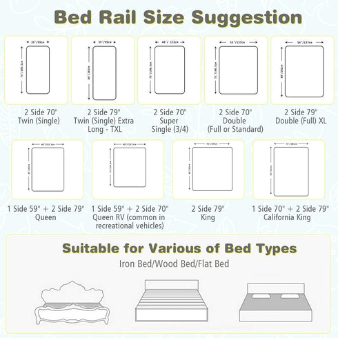 69-in (69 INCH, HONEY JOY Bed Rail for Toddlers, Extra Long, Portable Safety Bed Guardrail w/Side Pocket, Baby Bed Rail