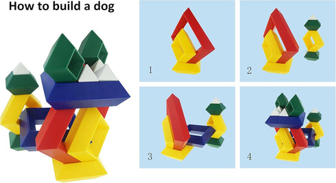 Pyramid Stacking Toy Building Blocks, 3D Puzzle Brain Teasers for Kids and Adults, Creative Preschool Learning