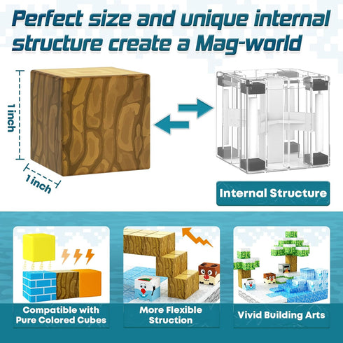 3 4 5 6 7 8 3+ Magnetic Blocks-Build Mine Magnet World Ice Edtion Building Craft, Toys for Girls Age STEM Sensory Kids