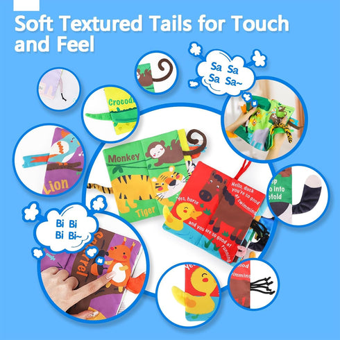 beiens Baby Books for 0-6 Months, 2PCS Sensory Cloth Crinkle Soft Books, Tummy Time Toys for Infants