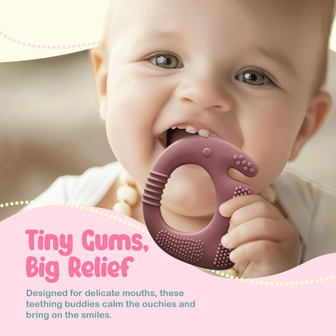 Set 3+ Silicone Baby Teething Toys, Soft Teether for Sore Gums, BPA Free Chew Toys for Infants Months, Textured