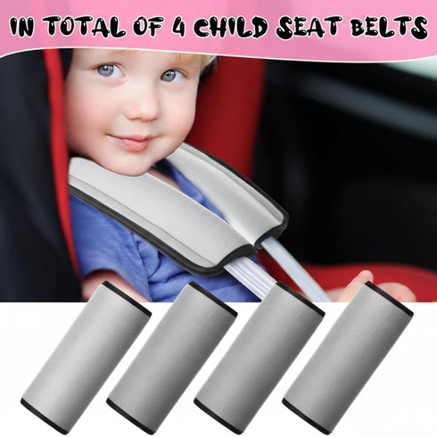 4 (Gray,10.63 4.33 Inch) Riakrum Pcs Baby Car Seat Belt Covers Soft Car Seat Straps Shoulder Pads for Kid Infant