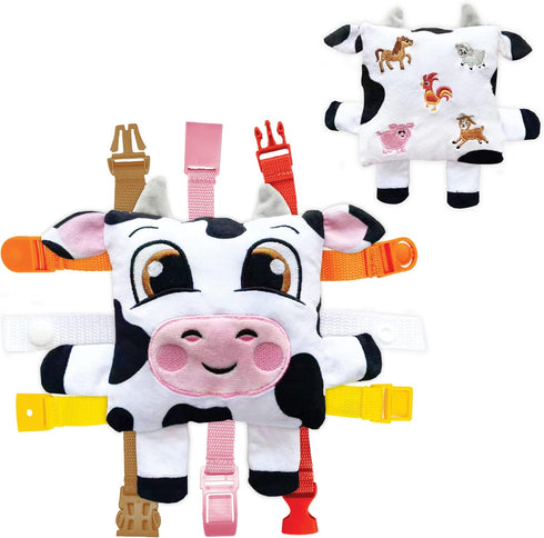 Buckle Toys - Bessie Cow, Learning Activity Toddler Plane Travel Essential Toy for Motor Skills Development