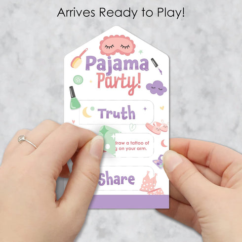 Big Dot of Happiness Pajama Slumber Party - Girls Sleepover Birthday Game Pickle Cards - Set of 12