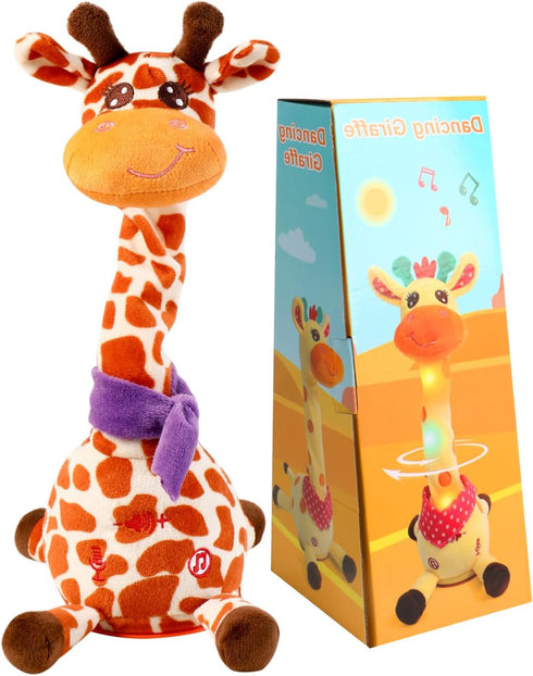 JISON21 Dancing Talking Giraffe Plush Toy, Funny Singing Recording & Repeating Musical Giraffe,