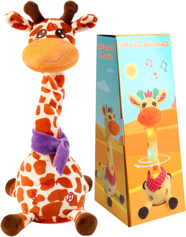 JISON21 Dancing Talking Giraffe Plush Toy, Funny Singing Recording & Repeating Musical Giraffe,